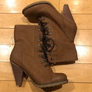 Lace up Faux Leather Booties